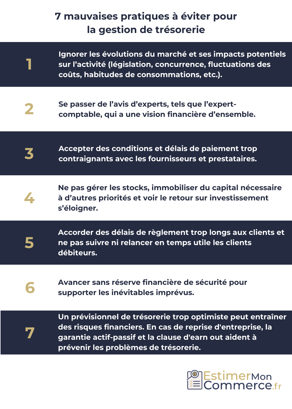 infographie mauvaises pratiques gestion tresorerie